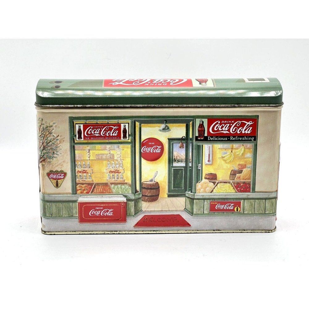Vintage Coke Coca Cola Store Tin Metal Box With Lid Delicious Refreshing - Picture 3 of 8